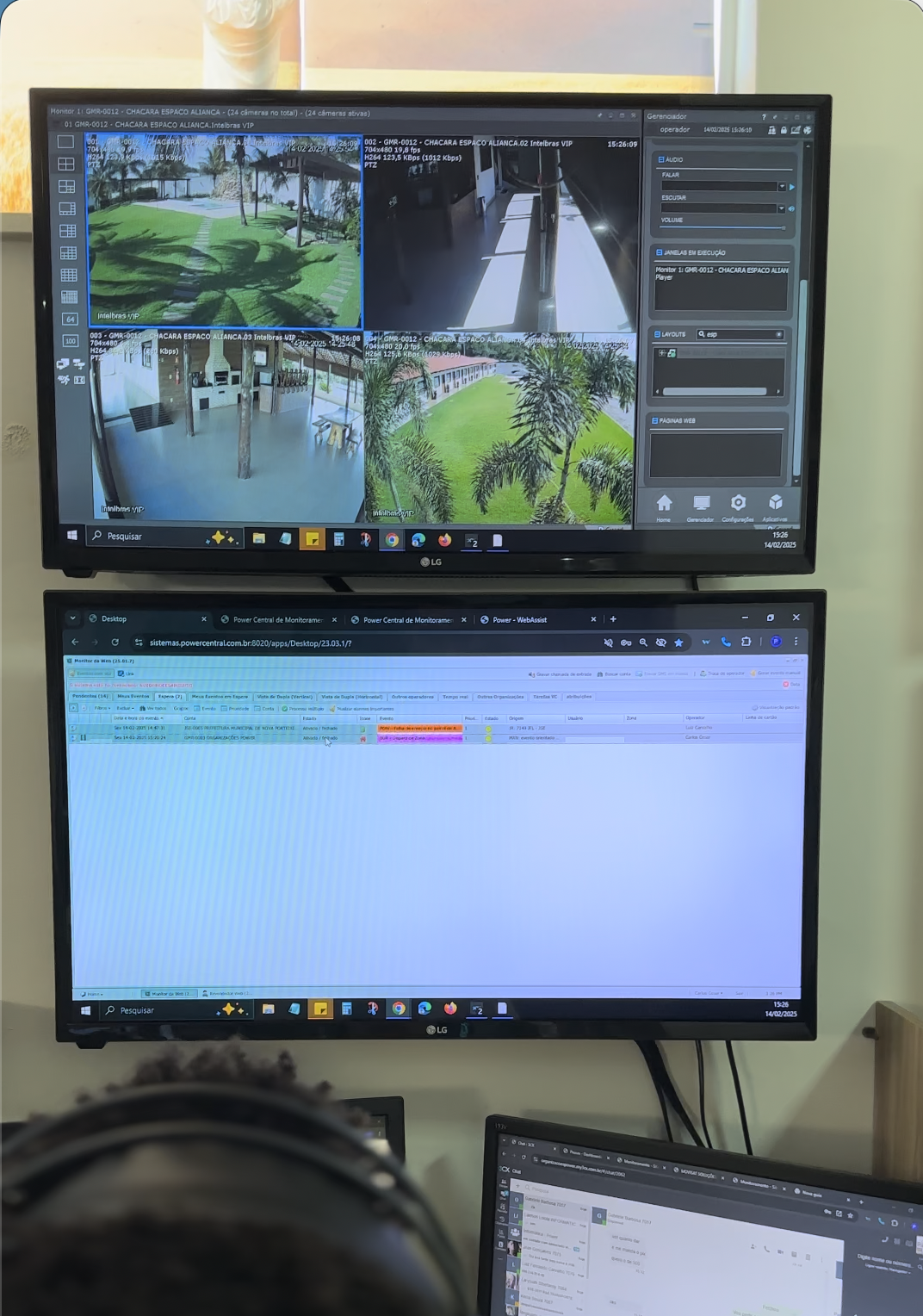 Tecnologia e telas da central